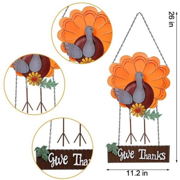 Vintage Metal Thanksgiving Turkey Welcome Sign Front Door Wall Decoration - Picture 6 of 7